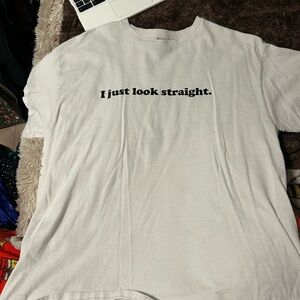 Gildan White Short-Sleeve Graphic Tee with Black Text